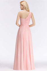 Chic One-shoulder Ruffle Sleeveless Bridesmaid Dress Affordable Online-27dress